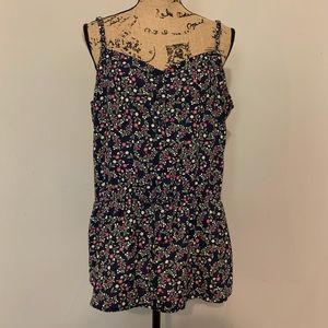 Gibson dark blue floral sleeveless top Size XL